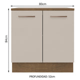 Bajo Mesada 80 cm 2 Puertas Agata Marrón/Crema
