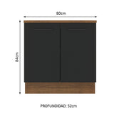 Bajo Mesada 80 cm Sin cajones 2 Puertas Agata Marrón/Negro