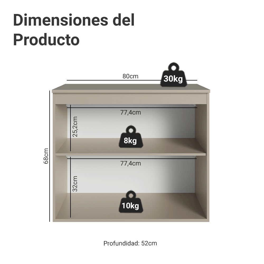 Bajo Mesada 80 cm 2 Puertas Flotante Crema Nice