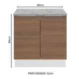 Bajo Mesada 80 cm Sin cajones 2 Puertas Stella Blanco/Marrón