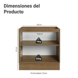 Bajo Mesada de Cocina 80 cm 2 Puetas (Sin Mesada) Marrón/Gris Lux Madesa