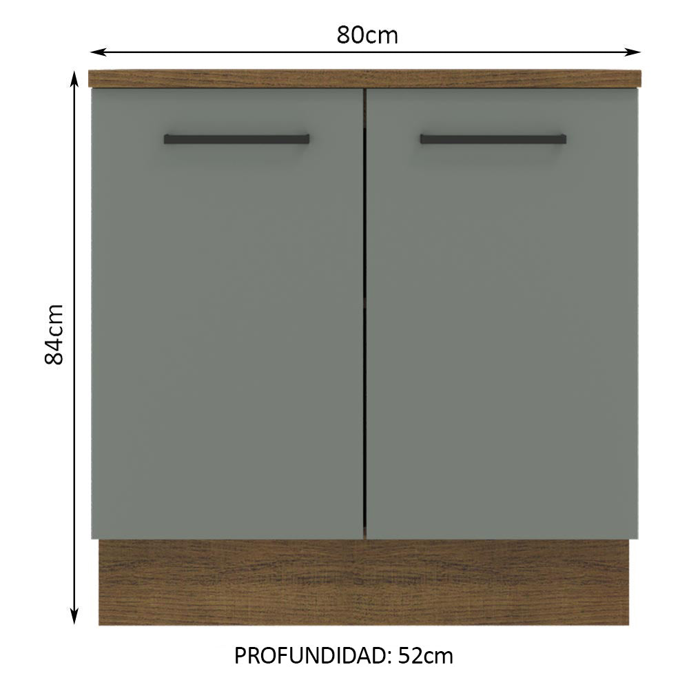 Bajo Mesada 80 cm Sin cajones 2 Puertas Agata Marrón/Gris