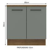 Bajo Mesada 80 cm Sin cajones 2 Puertas Agata Marrón/Gris