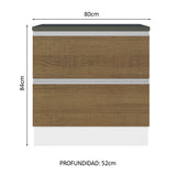 Bajo Mesada Cocina 100% MDF 80 cm 2 Cajones Blanco/Marrón Acordes Madesa