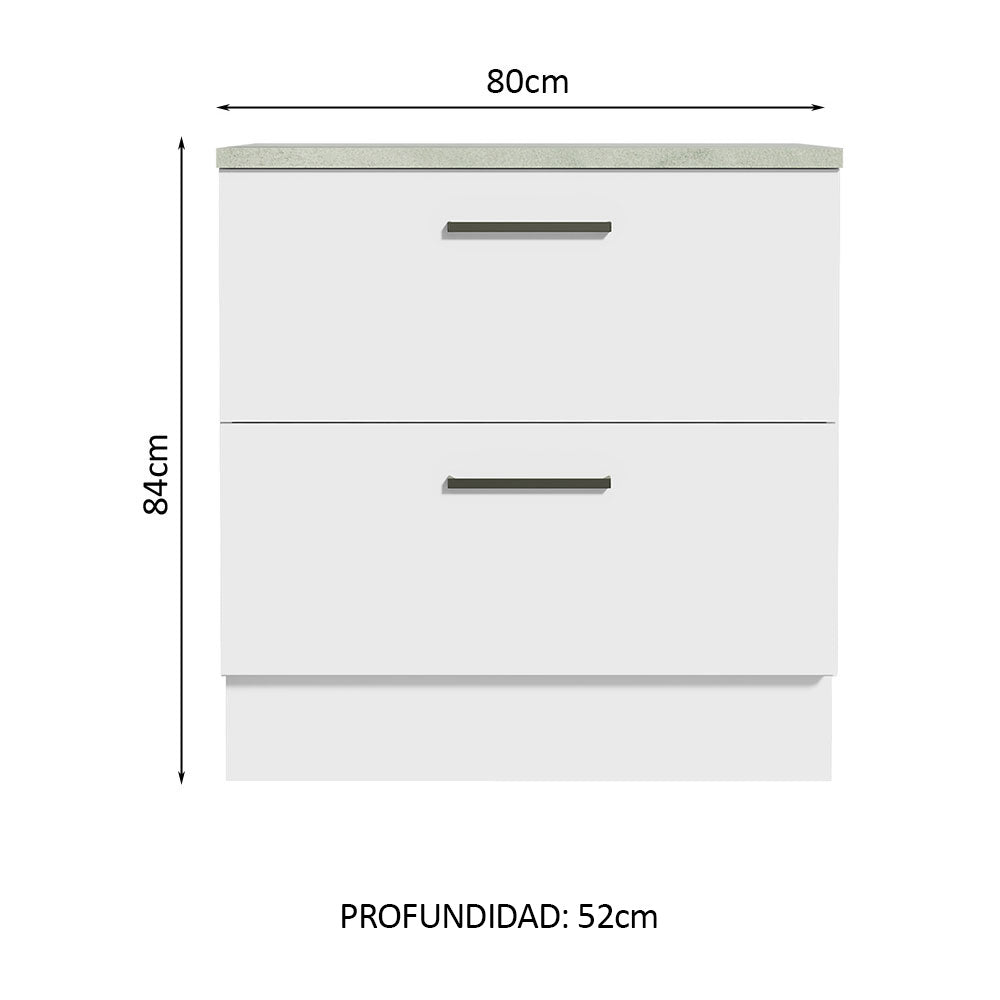 Bajo Mesada 80 cm 2 Cajones Agata Blanco
