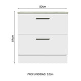 Bajo Mesada 80 cm 2 Cajones Agata Blanco