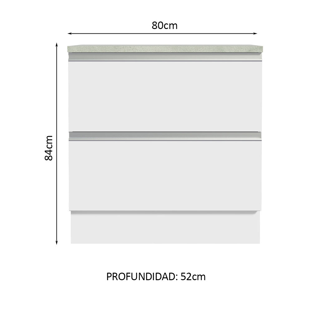 bajo mesada 80 cm 2 Cajones Blanco Glamy Madesa - Blanco