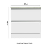 bajo mesada 80 cm 2 Cajones Blanco Glamy Madesa - Blanco