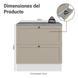 Bajo Mesada 80 cm 2 Cajones Blanco/Crema Vik Madesa