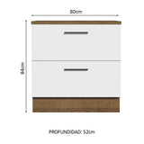 Bajo Mesada 80 cm 2 Cajones Agata Marrón/Blanco