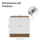Bajo Mesada 80 cm 2 Cajones Sin Mesada Marrón/Blanco Vik Madesa