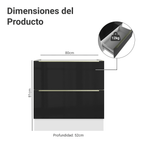 Bajo Mesada 80 cm 2 Cajones (Sin Mesada) Blanco/Negro Lux Madesa