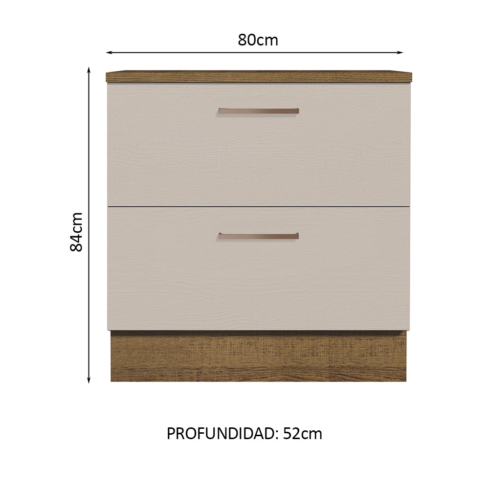 Bajo Mesada 80 cm 2 Cajones Marrón/Crema Agata Madesa