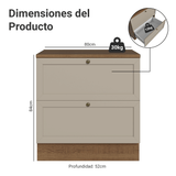 Bajo Mesada 80 cm 2 Cajones Marrón/Crema Vik Madesa