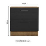 Bajo Mesada Cocina 80 cm 2 Cajones Marrón/Negro Agata Madesa