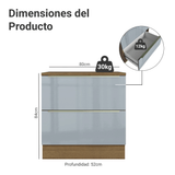 Bajo Mesada de Cocina 80 cm 2 Cajones (Con Mesada) Marrón/Gris Lux Madesa