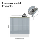 Bajo Mesada 80 cm 2 Cajones (Con Mesada) Blanco/Gris Lux Madesa