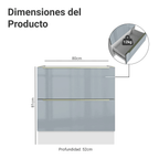 Bajo Mesada 80 cm 2 Cajones (Sin Mesada) Blanco/Gris Lux Madesa