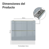 Bajo Mesada de Cocina 80 cm 2 Cajones (Sin Mesada) Blanco/Gris Lux Madesa