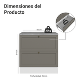 Bajo Mesada de Cocina 80 cm 2 Cajones Blanco/Gris Vik Madesa
