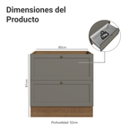 Bajo Mesada 80 cm 2 Cajones Sin Mesada Marrón/Gris Vik Madesa