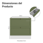 Bajo Mesada 80 cm 2 Cajones Sin Mesada Blanco/Verde Vik Madesa