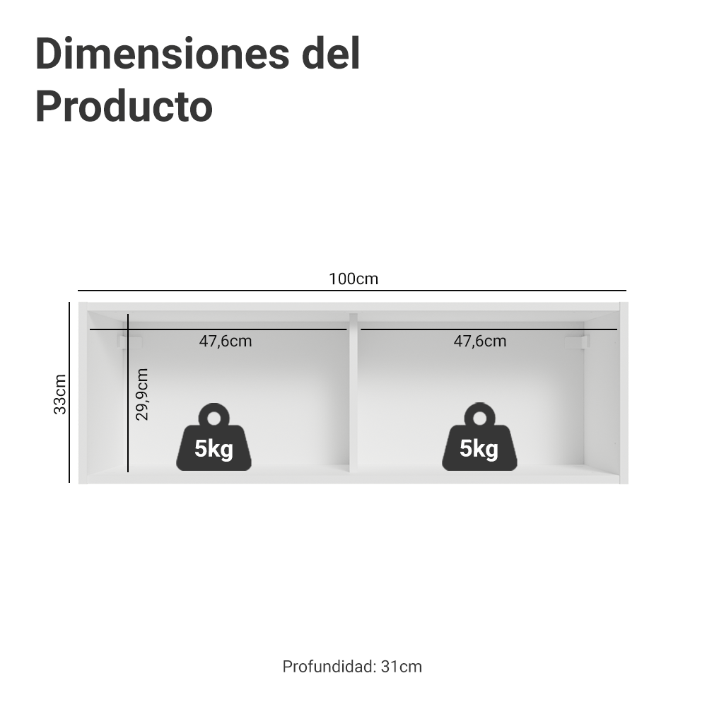 Alacena Cocina 100 cm 1 Pueta Abatible Blanco/Crema Vik Madesa