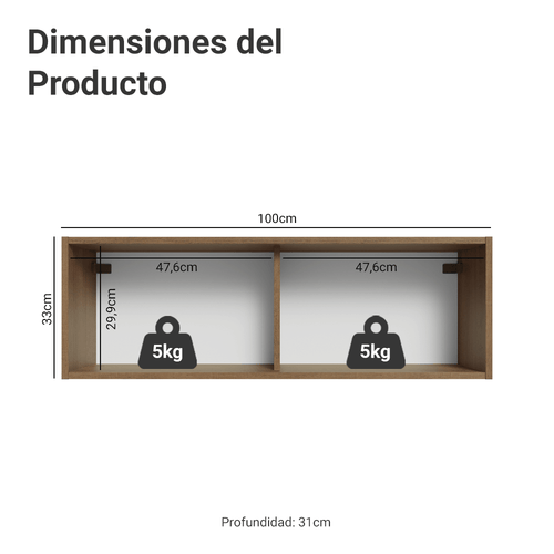 Alacena 100 cm 1 Puerta Marrón/Blanco Stella Madesa