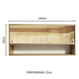 Alacena 2 Puertas Correderas de Vidrio Reflectivo y Nicho Emilly Marrón