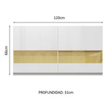Alacena Cocina 100% MDF 120 cm 2 Puertas Vidrio Reflex Blanco Brillante Acordes Madesa