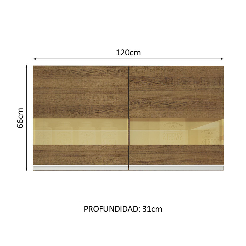 Alacena Madesa Glamy 120 cm 2 Puertas Con Vidrio Marrón