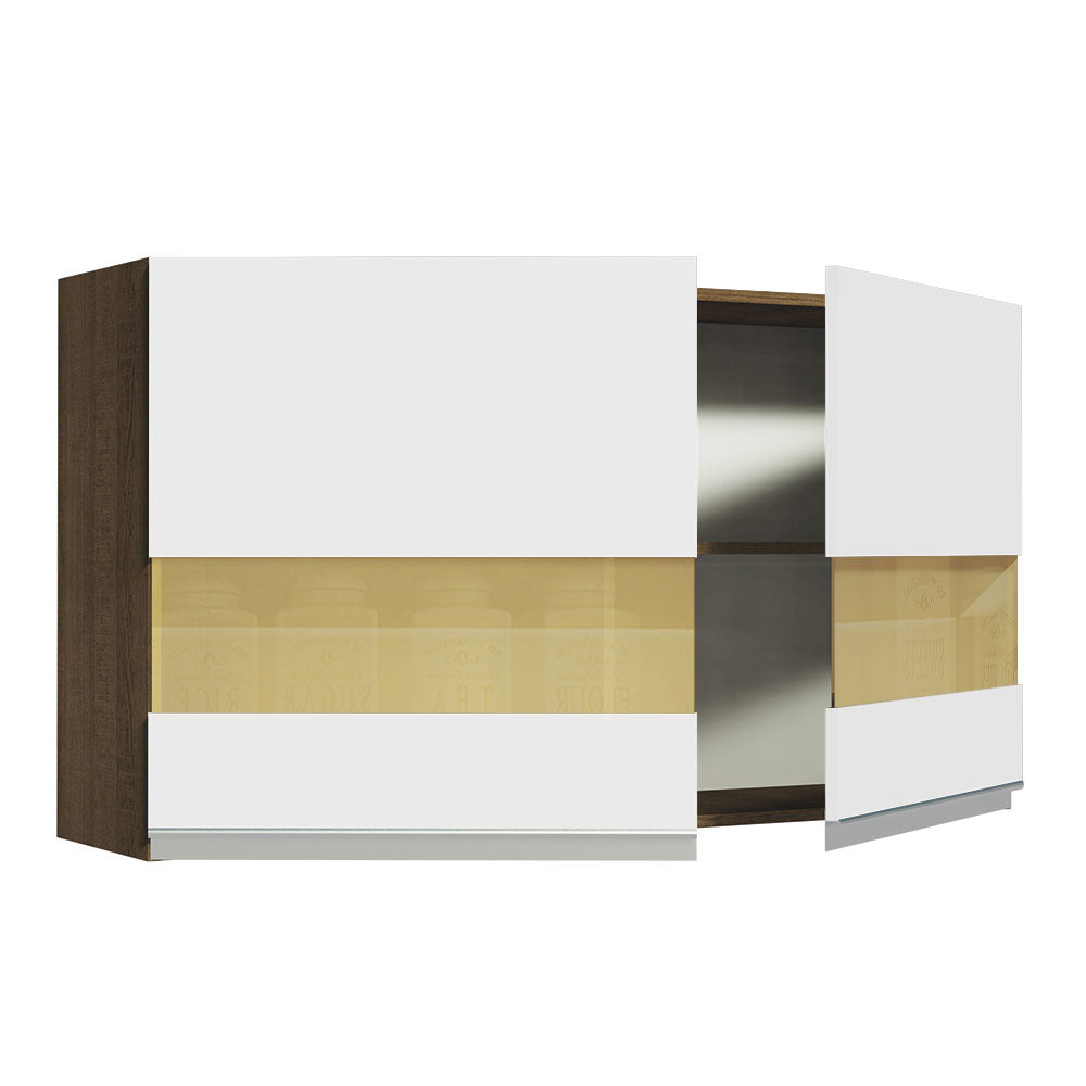 Alacena Madesa Glamy 120 cm 2 Puertas Con Vidrio Marrón/Blanco