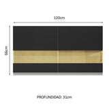 Alacena Cocina 100% MDF 120 cm 2 Puertas Vidrio Reflex Blanco/Negro Acordes Madesa
