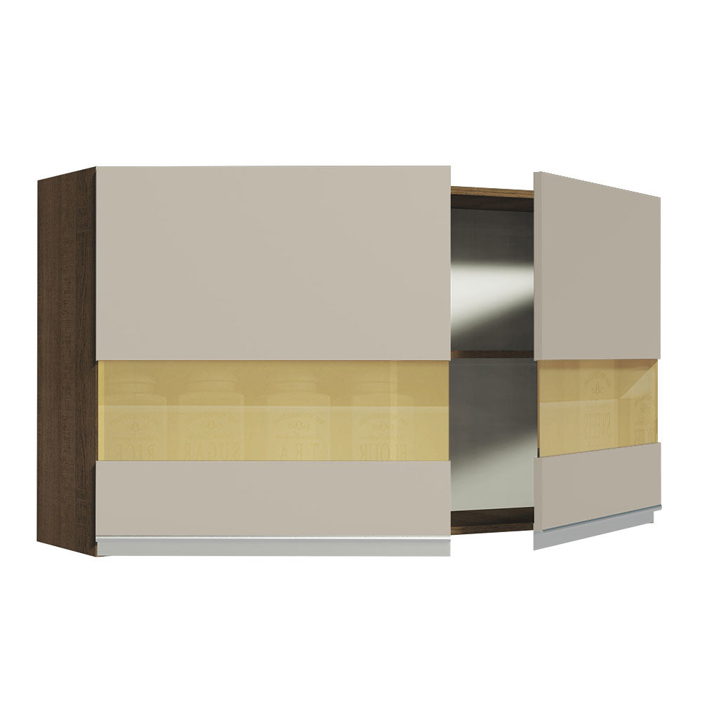 Alacena Gabinete Superior Cocina Madesa Glamy 120cm Marrón/Crema
