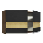 Alacena 120 cm 2 Puertas con detalle en vidrio Marrón/Negro Glamy Madesa