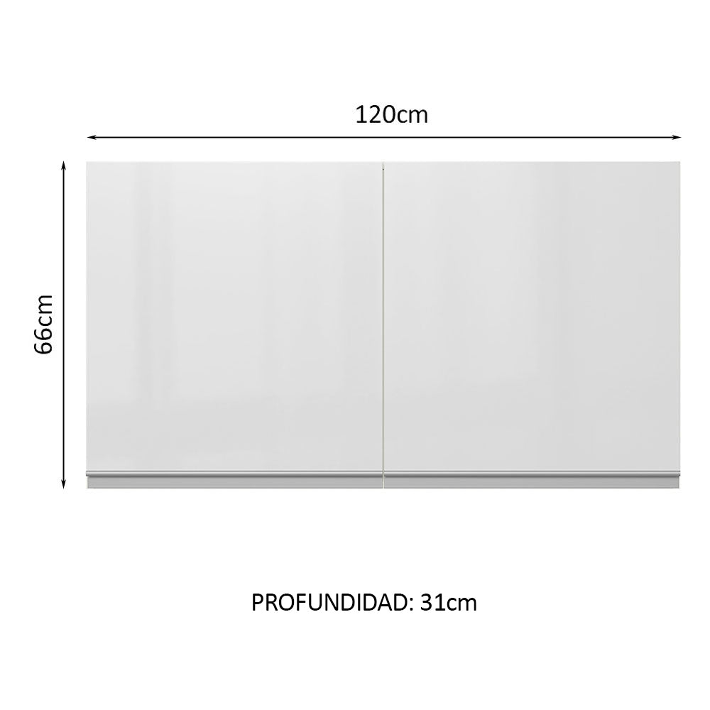 Alacena Cocina 100% MDF 120 cm 2 Puertas Blanco Brillante Acordes Madesa