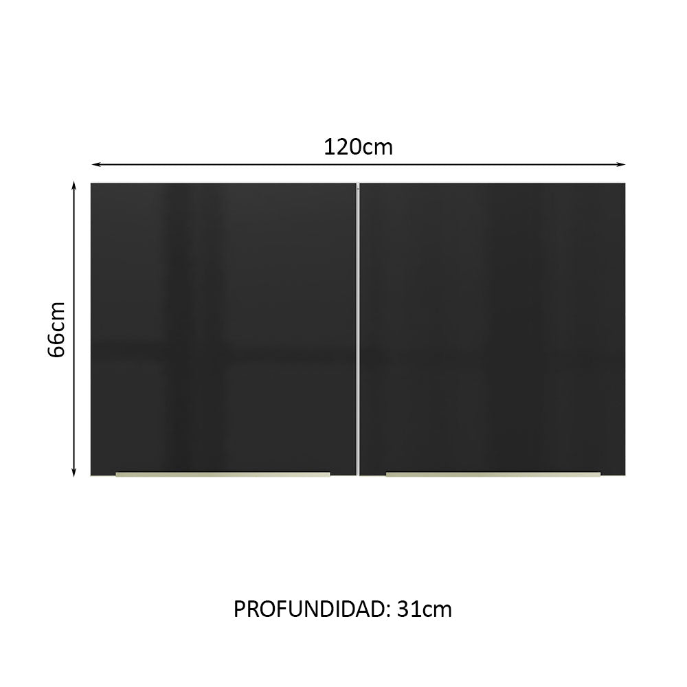 Alacena 120 cm 2 Puertas Lux Blanco/Negro