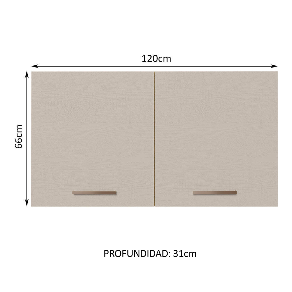 Alacena 120 cm 2 Puertas Agata Marrón/Crema