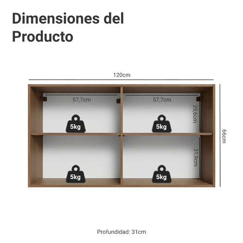 Alacena 120 cm 2 Puertas Marrón/Crema Vik Madesa