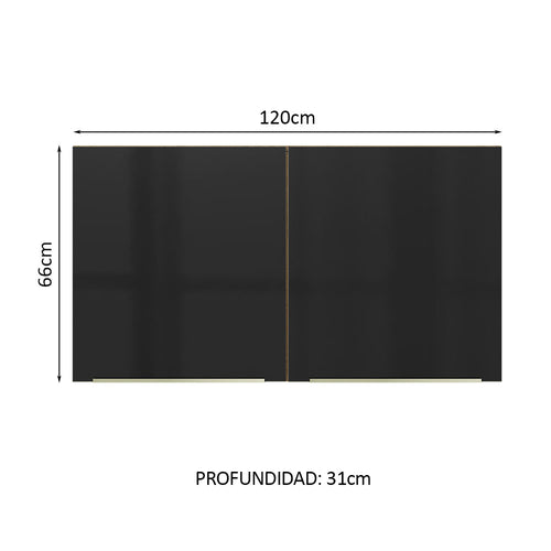Alacena 120 cm 2 Puertas Marrón/Negro Lux Madesa