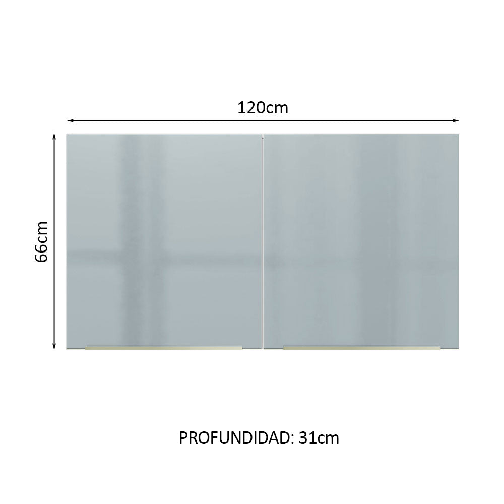 Alacena 120 cm 2 Puertas Lux Blanco/Gris