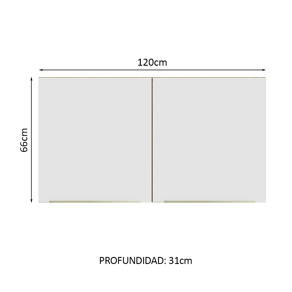 Alacena 120 cm 2 Puertas Lux Marrón/Blanco
