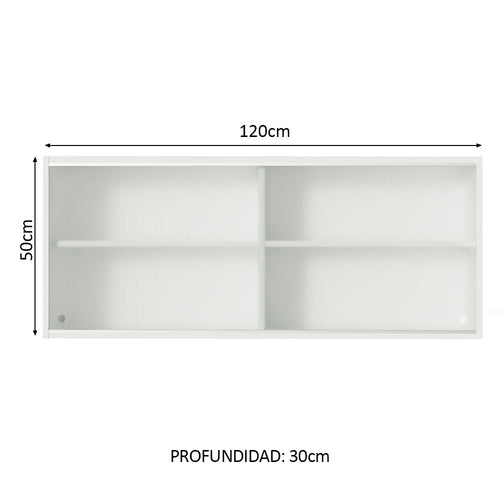 Alacena 120 cm 2 Puertas Corredizas de Vidrio Glamy Lux y Reims Blanco Línea Estándar Madesa