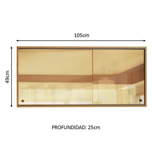 Alacena 105 cm 2 Puertas Corredizas Cristal Reflejo Emilly Madesa