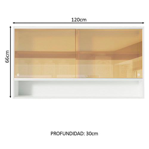 Alacena 120 cm 2 Puertas Corredizas De Cristal Línea Estándar Madesa
