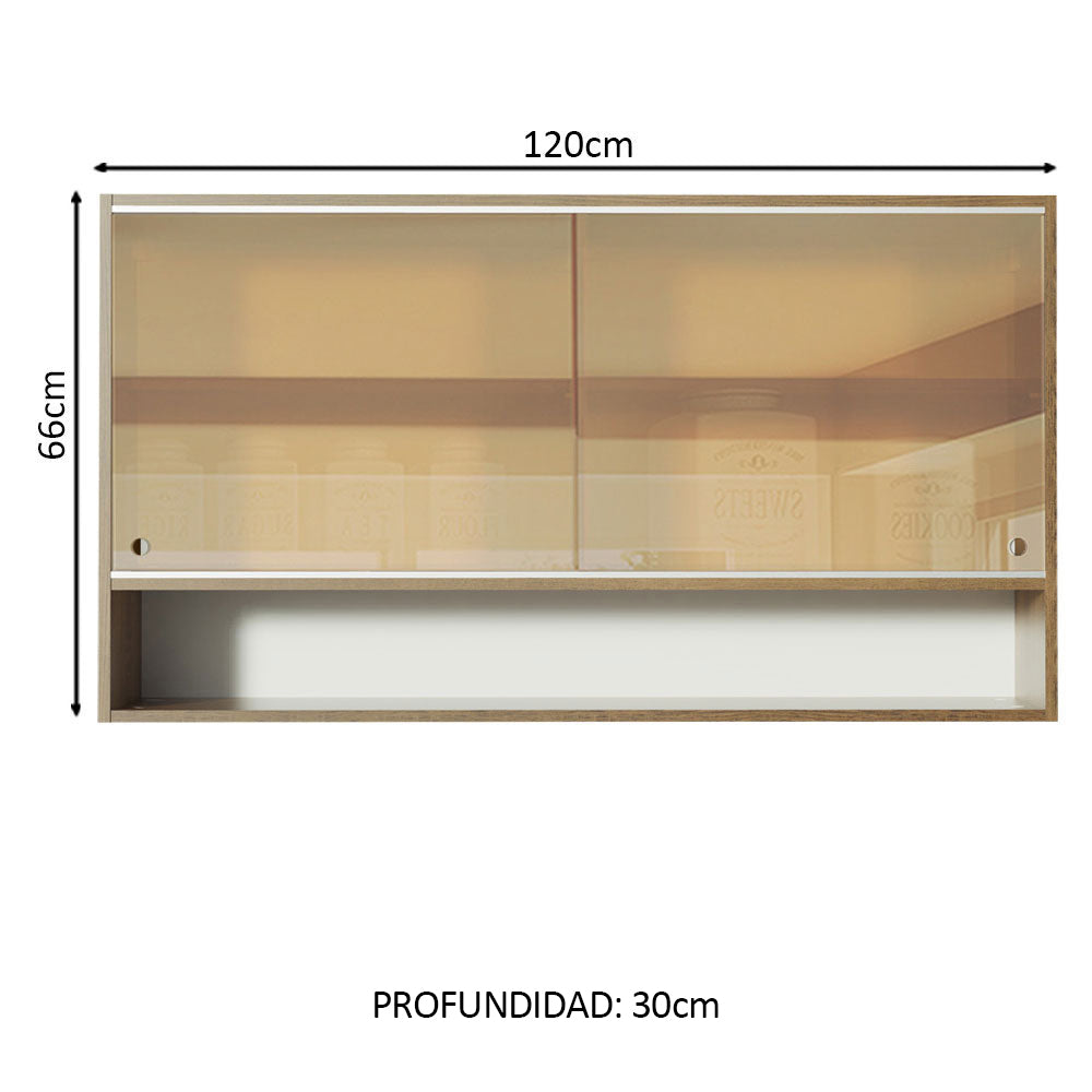 Alacena Madesa Glamy 2 Puertas Corredizas de Vidrio Reflectivo y 1 Nicho Marrón