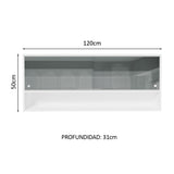 Alacena para Cocina 120 cm 2 Puertas Corredizas de Vidrio Neutral 1 Nicho Blanco para Cocinas Glamy, Lux e Reims Madesa