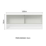 Alacena para Cocina 120 cm 2 Puertas Corredizas de Vidrio color Blanco Madesa