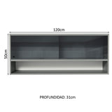 Alacena para Cocina 120 cm 2 Puertas Corredizas de Vidrio Translúcido color Gris Nice Madesa