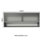 Alacena para Cocina 120 cm 2 Puertas Corredizas de Vidrio color Gris Nice Madesa